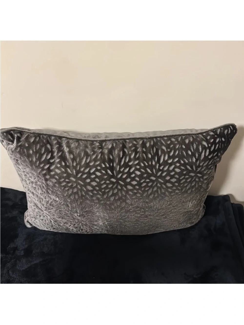Broyhill Petals Dark Gray Lumbsr Throw Pillow~20in x 14in. x 3in.
